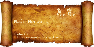Maár Norbert névjegykártya